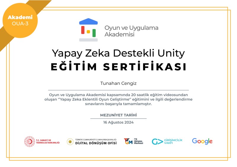 Yapay Zeka Eklentili Oyun Geliştirme